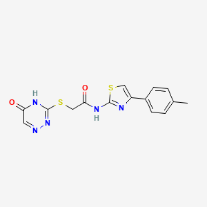 molecular formula C15H13N5O2S2 B2739446 2-((5-氧代-4,5-二氢-1,2,4-三嗪-3-基硫)-N-(4-(对甲苯基)噻唑-2-基)乙酰胺 CAS No. 898622-39-4