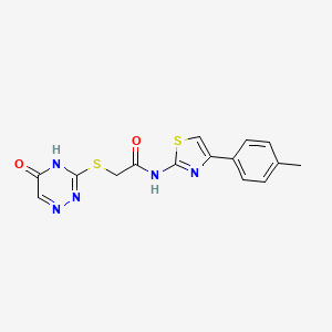 2-((5-oxo-4,5-dihydro-1,2,4-triazin-3-yl)thio)-N-(4-(p-tolyl)thiazol-2-yl)acetamide