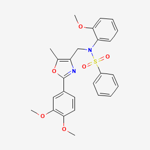 molecular formula C26H26N2O6S B2739451 N-{[2-(3,4-dimethoxyphenyl)-5-methyl-1,3-oxazol-4-yl]methyl}-N-(2-methoxyphenyl)benzenesulfonamide CAS No. 1251581-85-7