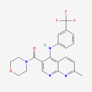 molecular formula C21H19F3N4O2 B2739466 (7-Methyl-4-((3-(trifluoromethyl)phenyl)amino)-1,8-naphthyridin-3-yl)(morpholino)methanone CAS No. 1251617-36-3