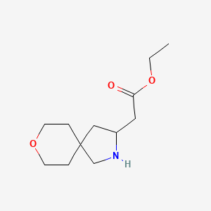 molecular formula C12H21NO3 B2739468 Ethyl 2-(8-oxa-2-azaspiro[4.5]decan-3-yl)acetate CAS No. 2287332-23-2