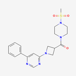 molecular formula C19H23N5O3S B2739472 (4-(甲磺酰基)哌嗪-1-基)(1-(6-苯基嘧啶-4-基)氮杂环丁烷-3-基)甲酮 CAS No. 2034285-74-8