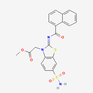 molecular formula C21H17N3O5S2 B2739474 (Z)-methyl 2-(2-((1-naphthoyl)imino)-6-sulfamoylbenzo[d]thiazol-3(2H)-yl)acetate CAS No. 865199-18-4
