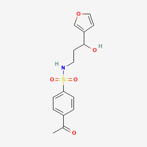 molecular formula C15H17NO5S B2739490 4-acetyl-N-(3-(furan-3-yl)-3-hydroxypropyl)benzenesulfonamide CAS No. 1428350-81-5
