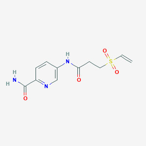 molecular formula C11H13N3O4S B2739497 5-(3-Ethenylsulfonylpropanoylamino)pyridine-2-carboxamide CAS No. 2224207-87-6