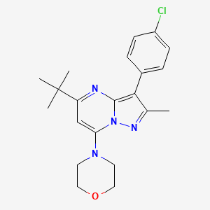 molecular formula C21H25ClN4O B2739499 4-[5-Tert-butyl-3-(4-chlorophenyl)-2-methylpyrazolo[1,5-a]pyrimidin-7-yl]morpholine CAS No. 850800-25-8