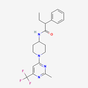 molecular formula C21H25F3N4O B2739501 N-{1-[2-甲基-6-(三氟甲基)嘧啶-4-基]哌啶-4-基}-2-苯基丁酰胺 CAS No. 1775546-20-7