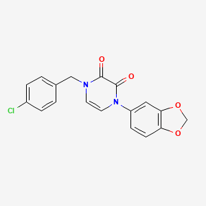 molecular formula C18H13ClN2O4 B2739507 1-(1,3-Benzodioxol-5-yl)-4-[(4-chlorophenyl)methyl]pyrazine-2,3-dione CAS No. 898454-00-7