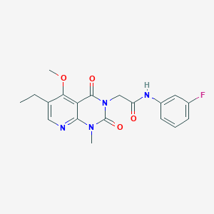 molecular formula C19H19FN4O4 B2739518 2-(6-ethyl-5-methoxy-1-methyl-2,4-dioxo-1,2-dihydropyrido[2,3-d]pyrimidin-3(4H)-yl)-N-(3-fluorophenyl)acetamide CAS No. 1005297-40-4
