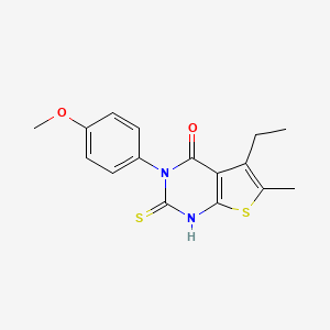 molecular formula C16H16N2O2S2 B2739520 5-ethyl-3-(4-methoxyphenyl)-6-methyl-2-sulfanyl-3H,4H-thieno[2,3-d]pyrimidin-4-one CAS No. 793716-04-8