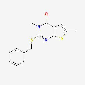 molecular formula C15H14N2OS2 B2739540 2-苄基硫代-3,6-二甲基噻吩[2,3-d]嘧啶-4-酮 CAS No. 717829-60-2