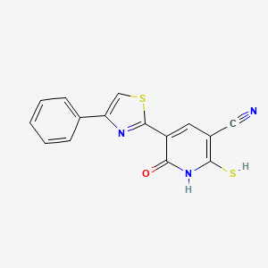 6-Oxo-5-(4-phenyl-1,3-thiazol-2-yl)-2-sulfanyl-1,6-dihydropyridine-3-carbonitrile