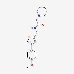 molecular formula C18H23N3O3 B2739543 N-{[3-(4-methoxyphenyl)-5-isoxazolyl]methyl}-2-piperidinoacetamide CAS No. 338963-43-2
