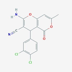 2-amino-4-(3,4-dichlorophenyl)-7-methyl-5-oxo-4H,5H-pyrano[4,3-b]pyran-3-carbonitrile