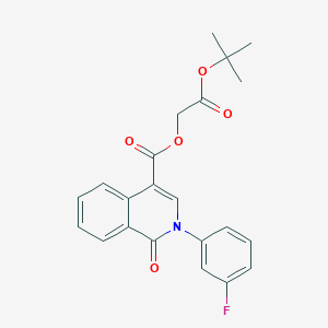 molecular formula C22H20FNO5 B2739552 2-(叔丁氧基)-2-氧代乙基-2-(3-氟苯基)-1-氧代-1,2-二氢异喹啉-4-羧酸酯 CAS No. 1031961-19-9