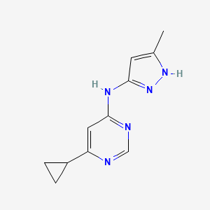molecular formula C11H13N5 B2739554 6-环丙基-N-(5-甲基-1H-吡唑-3-基)嘧啶-4-胺 CAS No. 2167892-71-7