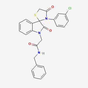 molecular formula C25H20ClN3O3S B2739558 N-benzyl-2-(3'-(3-chlorophenyl)-2,4'-dioxospiro[indoline-3,2'-thiazolidin]-1-yl)acetamide CAS No. 894555-69-2