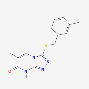 molecular formula C15H16N4OS B2739561 5,6-dimethyl-3-((3-methylbenzyl)thio)-[1,2,4]triazolo[4,3-a]pyrimidin-7(8H)-one CAS No. 895007-13-3