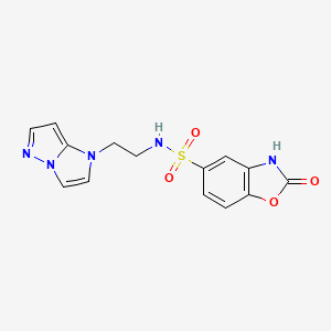 molecular formula C14H13N5O4S B2739564 N-(2-(1H-咪唑并[1,2-b]吡唑-1-基)乙基)-2-氧代-2,3-二氢苯并[噁唑啉]噻唑啉-5-磺酰胺 CAS No. 1788533-12-9