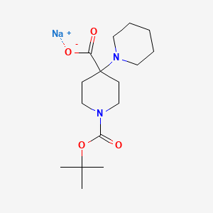 molecular formula C16H27N2NaO4 B2739565 钠1-[(叔丁氧基)羰基]-4-(哌啶-1-基)哌啶-4-羧酸酯 CAS No. 2138187-39-8