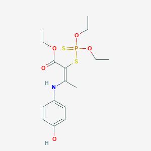 molecular formula C16H24NO5PS2 B273957 Ethyl 2-[(diethoxyphosphorothioyl)sulfanyl]-3-(4-hydroxyanilino)-2-butenoate 
