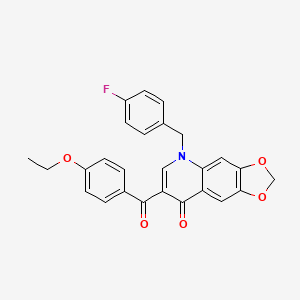 molecular formula C26H20FNO5 B2739570 7-(4-乙氧基苯甲酰)-5-[(4-氟苯基)甲基]-[1,3]二氧杂吡咯[4,5-g]喹啉-8-酮 CAS No. 866016-69-5