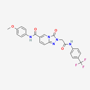 molecular formula C23H18F3N5O4 B2739574 4-azepan-1-yl-N-cyclopropyl[1]benzofuro[3,2-d]pyrimidine-2-carboxamide CAS No. 1226435-70-6