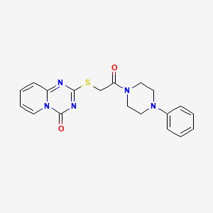molecular formula C19H19N5O2S B2739575 2-[2-Oxo-2-(4-phenylpiperazin-1-yl)ethyl]sulfanylpyrido[1,2-a][1,3,5]triazin-4-one CAS No. 896325-17-0
