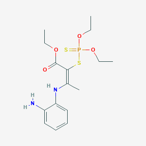 molecular formula C16H25N2O4PS2 B273958 Ethyl 3-(2-aminoanilino)-2-[(diethoxyphosphorothioyl)sulfanyl]-2-butenoate 