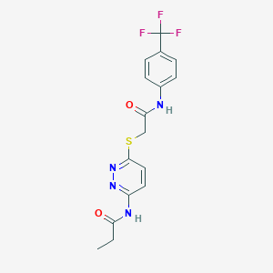 molecular formula C16H15F3N4O2S B2739585 N-(6-((2-oxo-2-((4-(三氟甲基)苯基)氨基)乙基)硫代吡啶-3-基)丙酰胺 CAS No. 1021091-78-0