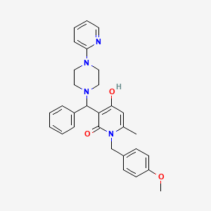 4-hydroxy-1-(4-methoxybenzyl)-6-methyl-3-[phenyl(4-pyridin-2-ylpiperazin-1-yl)methyl]pyridin-2(1H)-one