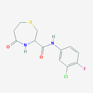 molecular formula C12H12ClFN2O2S B2739602 N-(3-chloro-4-fluorophenyl)-5-oxo-1,4-thiazepane-3-carboxamide CAS No. 1396558-74-9