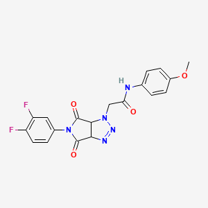 molecular formula C19H15F2N5O4 B2739604 2-[5-(3,4-difluorophenyl)-4,6-dioxo-4,5,6,6a-tetrahydropyrrolo[3,4-d][1,2,3]triazol-1(3aH)-yl]-N-(4-methoxyphenyl)acetamide CAS No. 1052607-55-2