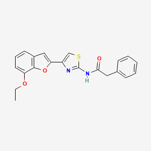 molecular formula C21H18N2O3S B2739617 N-(4-(7-ethoxybenzofuran-2-yl)thiazol-2-yl)-2-phenylacetamide CAS No. 921527-02-8