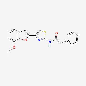 molecular formula C21H18N2O3S B2739617 N-[4-(7-ethoxy-1-benzofuran-2-yl)-1,3-thiazol-2-yl]-2-phenylacetamide CAS No. 921527-02-8