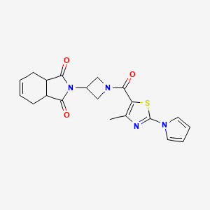 molecular formula C20H20N4O3S B2739622 2-(1-(4-methyl-2-(1H-pyrrol-1-yl)thiazole-5-carbonyl)azetidin-3-yl)-3a,4,7,7a-tetrahydro-1H-isoindole-1,3(2H)-dione CAS No. 1904417-77-1