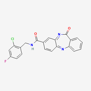 N-[(2-chloro-4-fluorophenyl)methyl]-10-oxo-2,9-diazatricyclo[9.4.0.0^{3,8}]pentadeca-1(11),3(8),4,6,12,14-hexaene-6-carboxamide