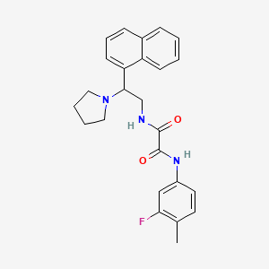 molecular formula C25H26FN3O2 B2739642 N1-(3-fluoro-4-methylphenyl)-N2-(2-(naphthalen-1-yl)-2-(pyrrolidin-1-yl)ethyl)oxalamide CAS No. 941872-08-8