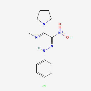 molecular formula C13H16ClN5O2 B2739649 (E,2Z)-N'-[(4-chlorophenyl)amino]-2-(methylimino)-N,N-dioxo-2-(pyrrolidin-1-yl)ethanimidamide CAS No. 338416-67-4