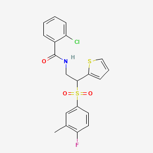 2-chloro-N-(2-((4-fluoro-3-methylphenyl)sulfonyl)-2-(thiophen-2-yl)ethyl)benzamide