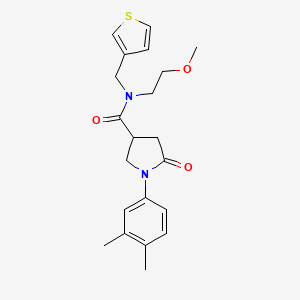 molecular formula C21H26N2O3S B2739659 1-(3,4-二甲基苯基)-N-(2-甲氧基乙基)-5-氧代-N-(噻吩-3-基甲基)吡咯烷-3-甲酰胺 CAS No. 1219844-26-4