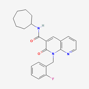 molecular formula C23H24FN3O2 B2739669 N-cycloheptyl-1-(2-fluorobenzyl)-2-oxo-1,2-dihydro-1,8-naphthyridine-3-carboxamide CAS No. 1005295-64-6