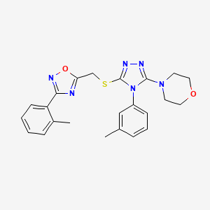 molecular formula C23H24N6O2S B2739677 4-[4-(3-methylphenyl)-5-({[3-(2-methylphenyl)-1,2,4-oxadiazol-5-yl]methyl}sulfanyl)-4H-1,2,4-triazol-3-yl]morpholine CAS No. 920941-31-7