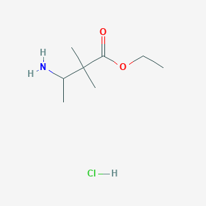 molecular formula C8H18ClNO2 B2739682 Ethyl 3-amino-2,2-dimethylbutanoate;hydrochloride CAS No. 2375274-07-8