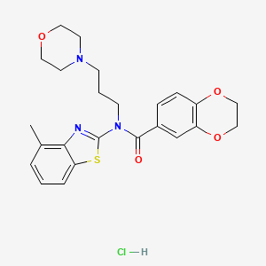 molecular formula C24H28ClN3O4S B2739684 N-(4-methylbenzo[d]thiazol-2-yl)-N-(3-morpholinopropyl)-2,3-dihydrobenzo[b][1,4]dioxine-6-carboxamide hydrochloride CAS No. 1215344-73-2