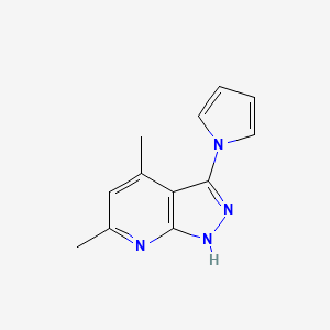 molecular formula C12H12N4 B2739694 4,6-dimethyl-3-(1H-pyrrol-1-yl)-1H-pyrazolo[3,4-b]pyridine CAS No. 453589-46-3