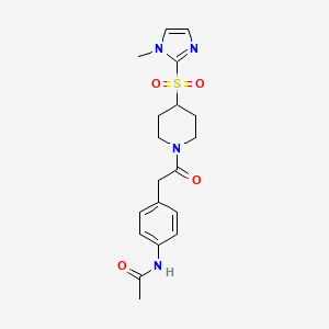 molecular formula C19H24N4O4S B2739698 N-(4-(2-(4-((1-methyl-1H-imidazol-2-yl)sulfonyl)piperidin-1-yl)-2-oxoethyl)phenyl)acetamide CAS No. 2034489-28-4