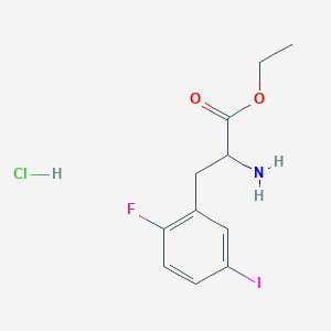 molecular formula C11H14ClFINO2 B2739708 乙酸乙酯 2-氨基-3-(2-氟-5-碘苯基)丙酸酯;盐酸盐 CAS No. 2378501-56-3