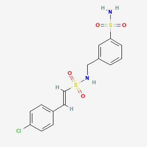 molecular formula C15H15ClN2O4S2 B2739710 3-[[[(E)-2-(4-chlorophenyl)ethenyl]sulfonylamino]methyl]benzenesulfonamide CAS No. 1090671-67-2