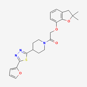 molecular formula C23H25N3O4S B2739713 2-((2,2-二甲基-2,3-二氢苯并呋喃-7-基氧基)-1-(4-(5-(呋喃-2-基)-1,3,4-噻二唑-2-基)哌啶-1-基)乙酮 CAS No. 1351613-14-3
